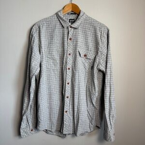 Billabong Men's Light Flannel Cotton Button Up Long‎ Sleeve Shirt Gray Large